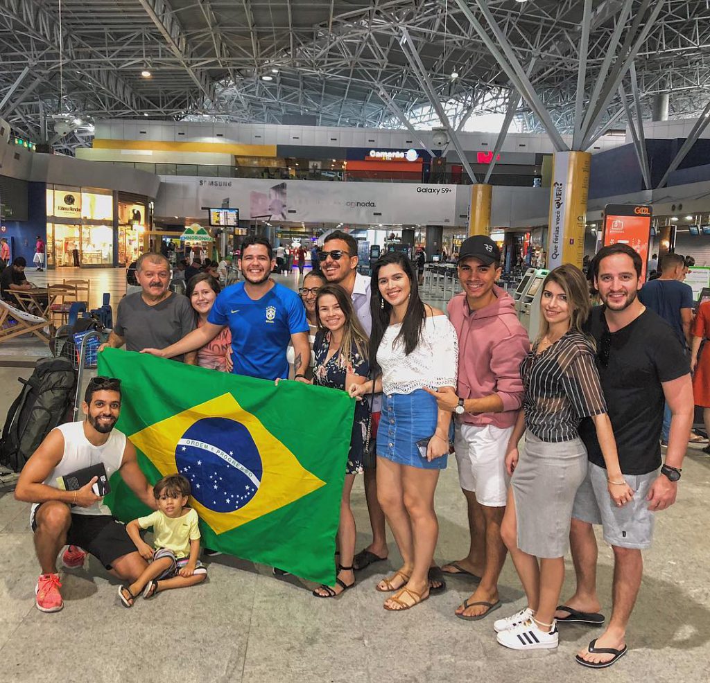 Anderson Dias from @196sonhos with his family and friends at the Recife International Airport in Brasil