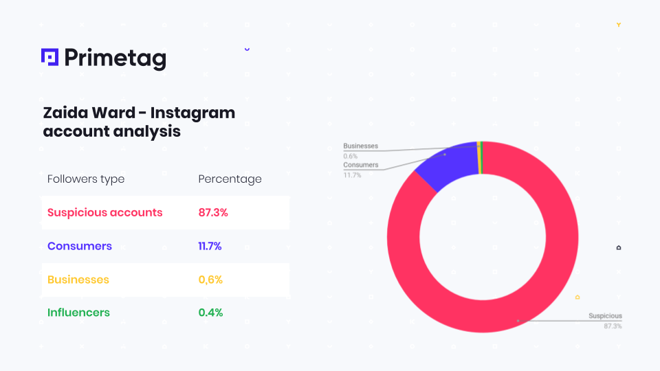 Zaida Ward's Instagram Account Analysis By Primetag